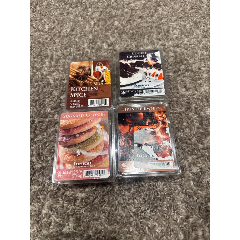 Fusion Scented Wax Cubes Bundle Kitchen Spice Cookie Crumble Fireside 4 Pk 2.5oz